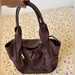 B. Makowsky Chocolate Leather Handbag
